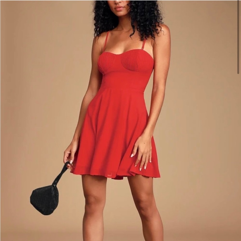 LULUS Sweet Kiss Red Pleated Bustier
Skater Dress